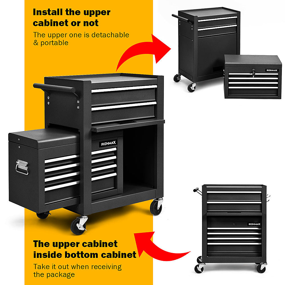 Costway High Capacity 6-Drawer Rolling Tool Chest Storage Cabinet Toolbox Combo w/ Riser - Black_6