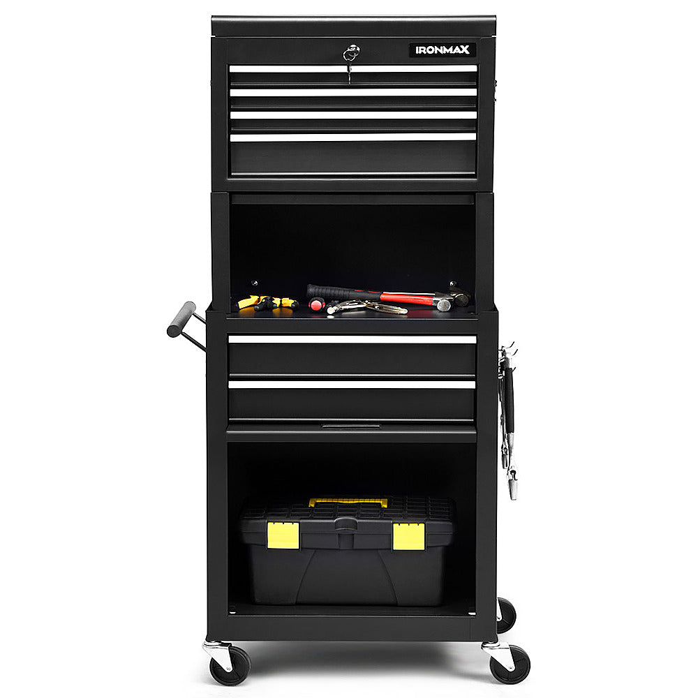 Costway High Capacity 6-Drawer Rolling Tool Chest Storage Cabinet Toolbox Combo w/ Riser - Black_10