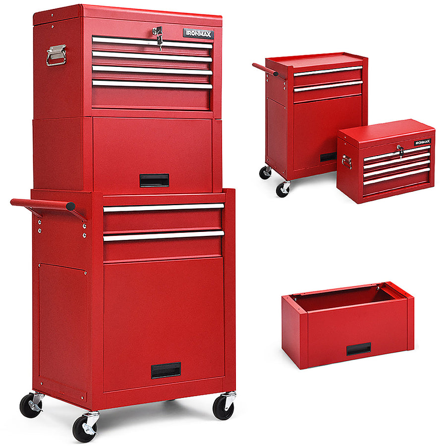 Costway 6-Drawer Rolling Tool Chest Storage Cabinet w/Riser - Red_0