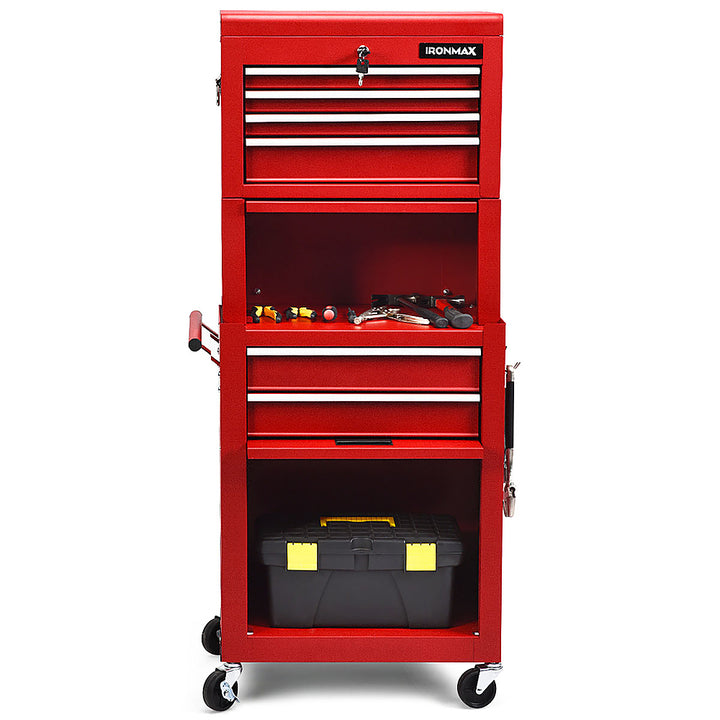 Costway 6-Drawer Rolling Tool Chest Storage Cabinet w/Riser - Red_10