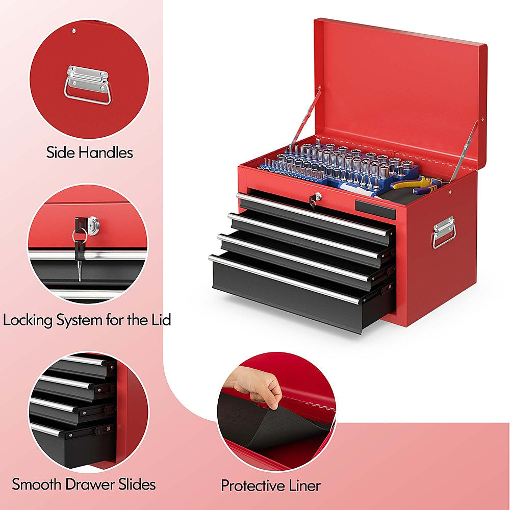 Costway High Capacity 6-Drawer Rolling Tool Chest Storage Cabinet Toolbox Combo with Riser - Black/Red_9