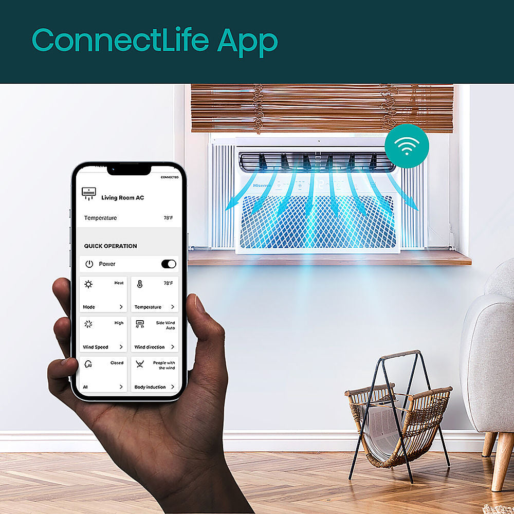 Hisense - 8,000 BTU Smart Window Inverter Air Conditioner with Wi-fi and Remote Control - White_1