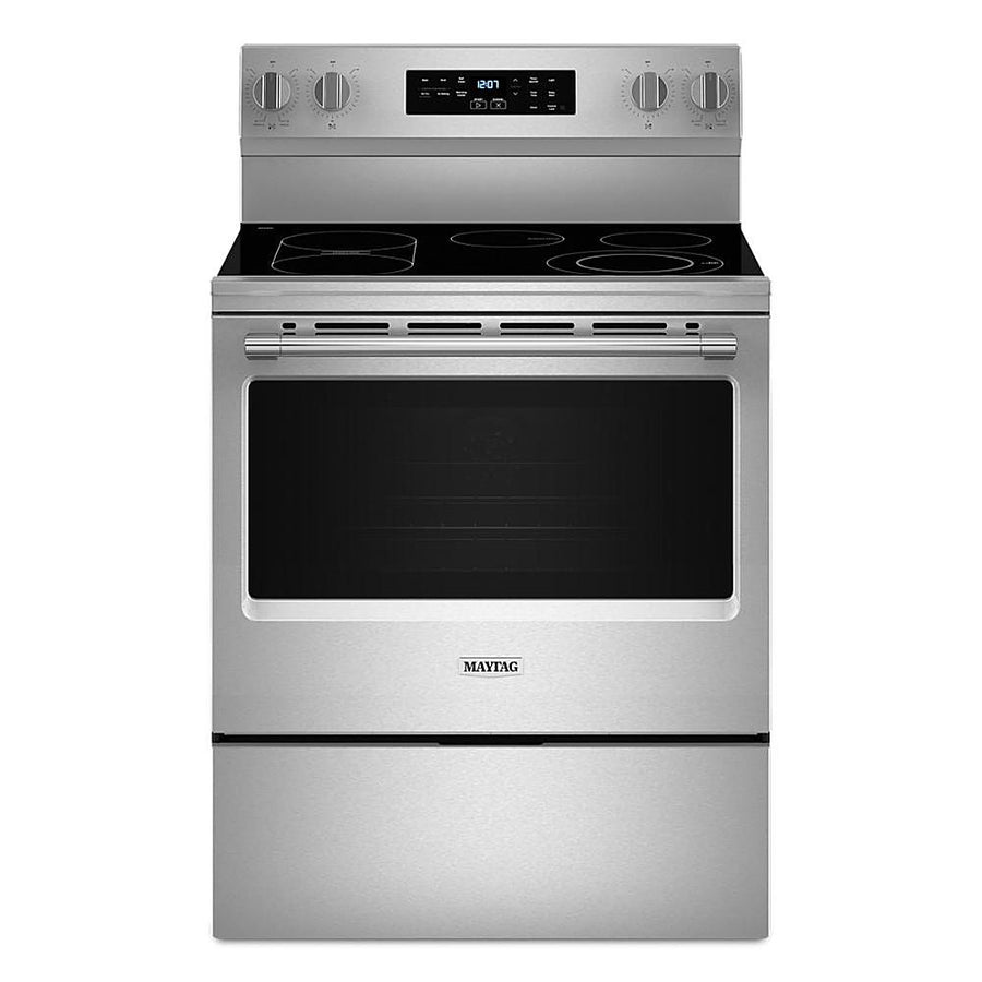 Maytag - 5.3 Cu. Ft. Freestanding Single Electric Range with No Preheat Dry and Air Baking - Stainless Steel_0