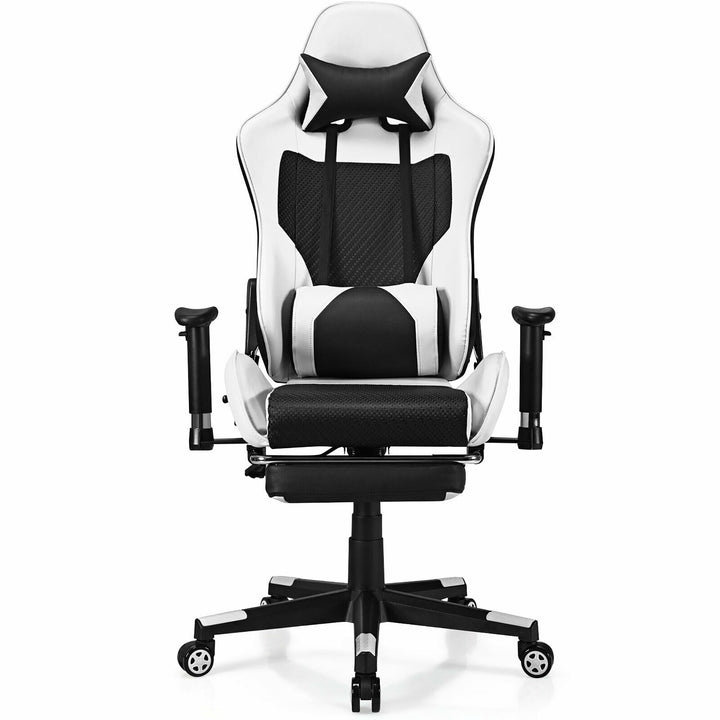 Costway - Massage Gaming Chair Reclining Office Chair with Footrest - White_10