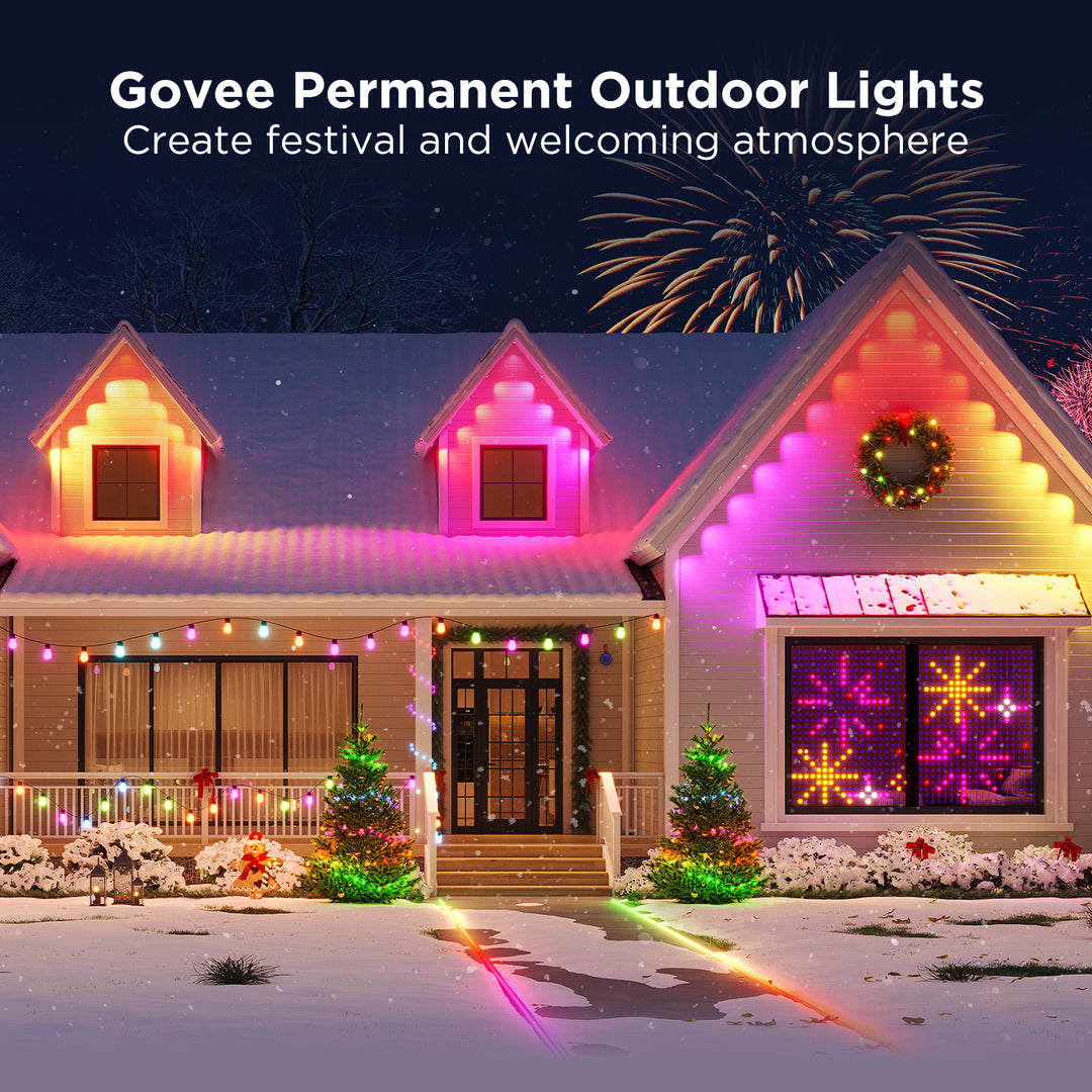 Govee - Wi-Fi RGBIC Outdoor Permanent String Lights 100ft - White_10