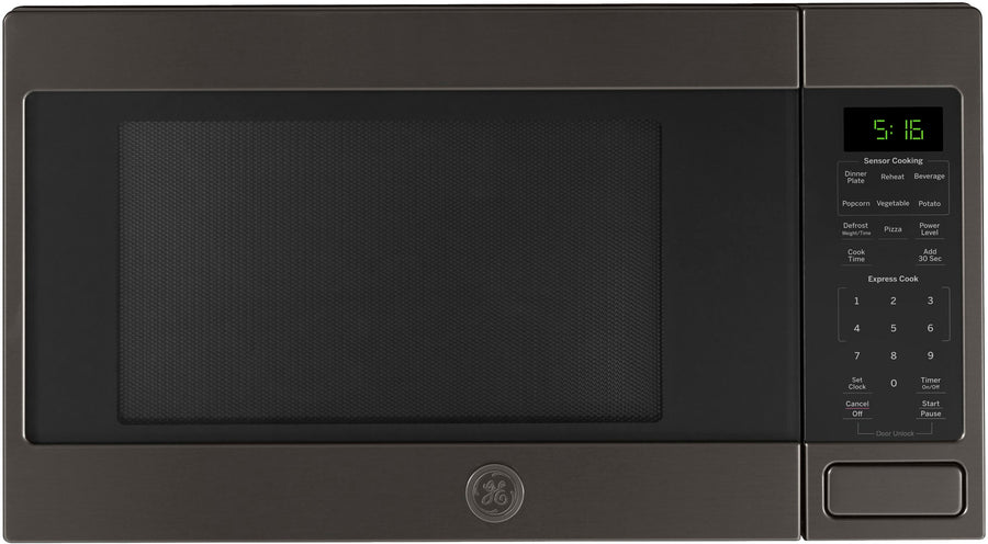 GE - 1.6 Cu. Ft. Countertop Microwave with Sensor Cooking and Defrost - Black Stainless Steel_0