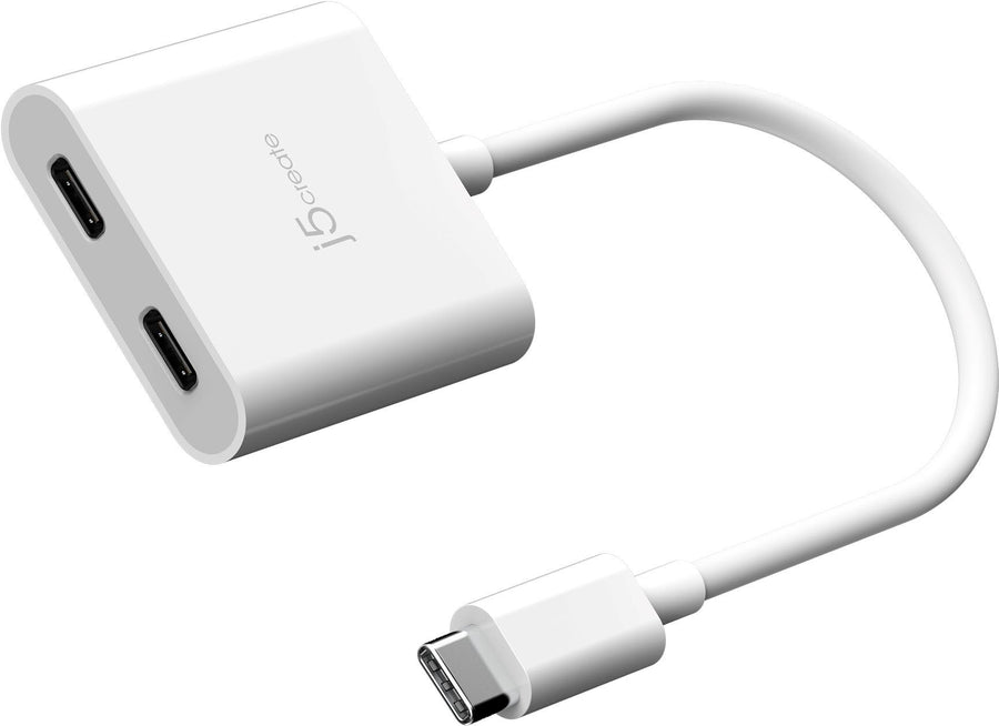 j5create - USB-C to Dual USB-C with Video or Power Delivery - White_0