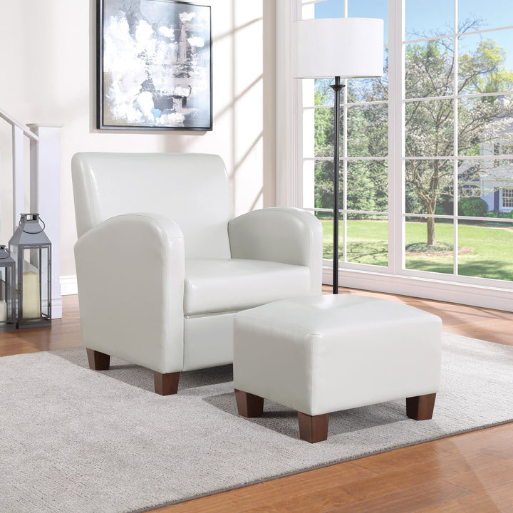 OSP Home Furnishings - Aiden Chair & Ottoman Faux Leather - Cream_4