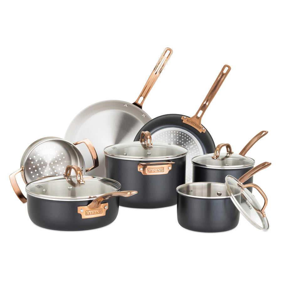 Viking 3-Ply Black & Copper 11 Piece Cookware Set - Black_0