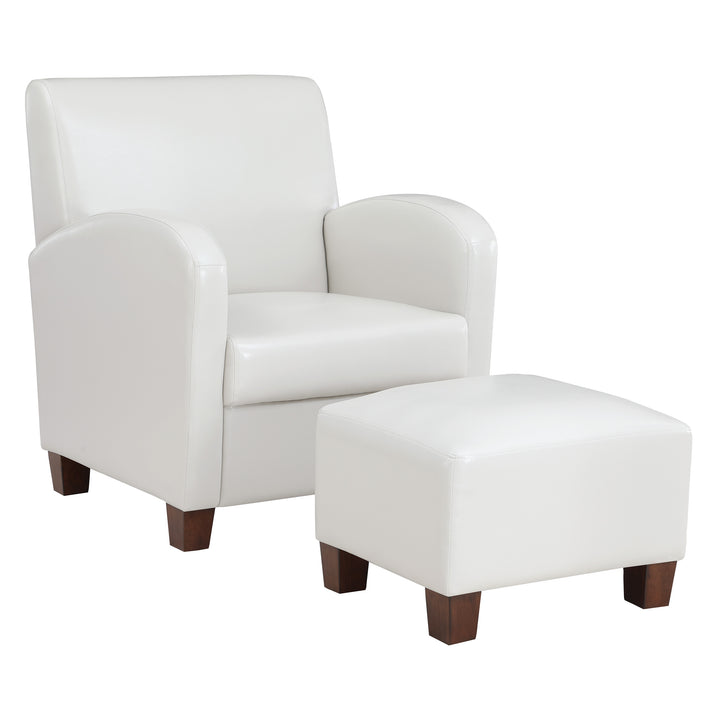 OSP Home Furnishings - Aiden Chair & Ottoman Faux Leather - Cream_1