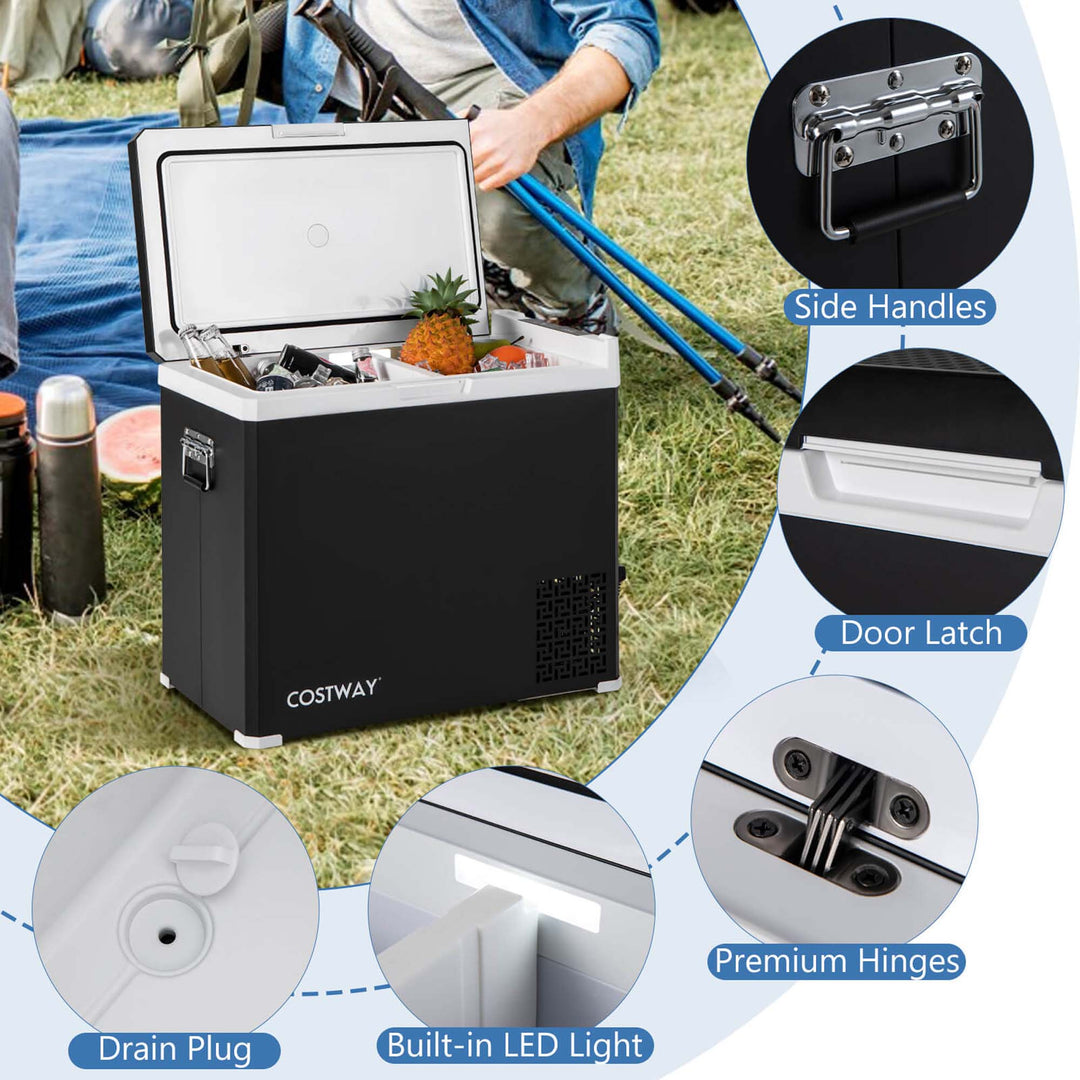 Costway - 12 Volt Car Refrigerator 53QT Portable Car Fridge with -4℉~68℉ for RVs Adjustable Range - Black_8