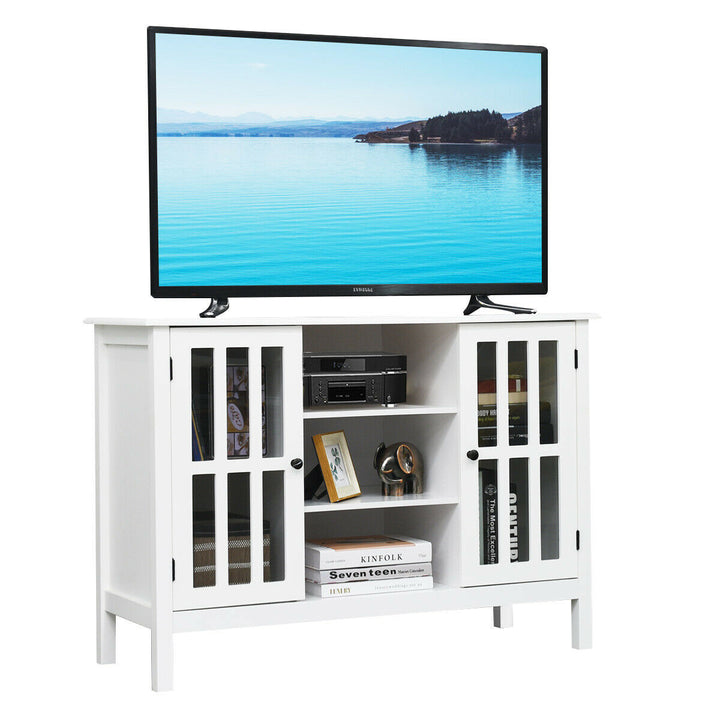 Costway - Wood TV Stand Entertainment Media Center Console for TV up to 50'' White - White_0