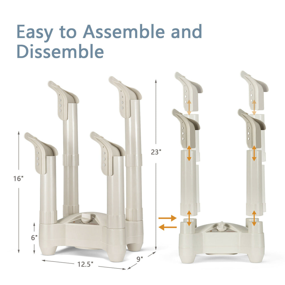 Costway - 4-Shoes Electric Shoe & Boot Dryer W/ Timer Heat Blower for Boots, Gloves - White_1