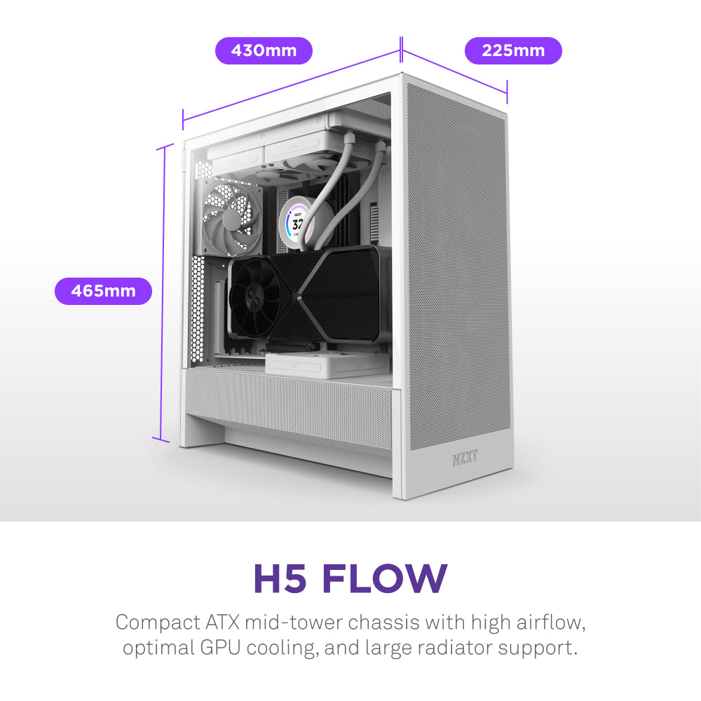 NZXT - H5 Flow 2024 Compact ATX Mid-Tower Airflow Case - White_1