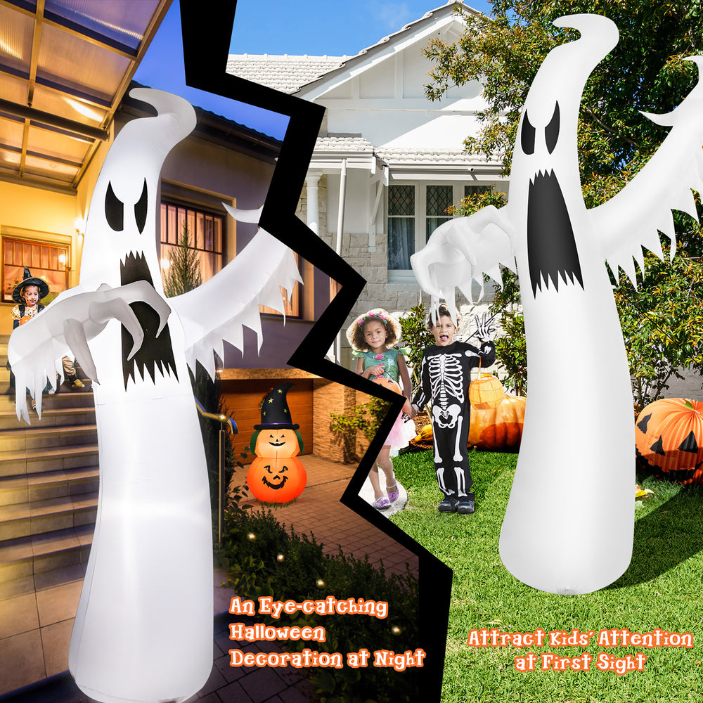 Costway - 12ft Halloween Inflatable Ghost Quick Blow up w/LED Lights Outdoor Yard Scary Decoration - White_1