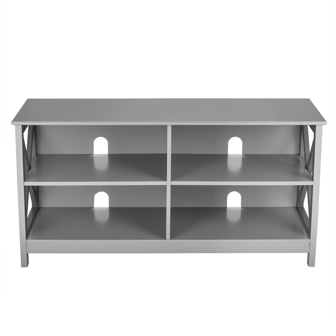 Costway - TV Stand Entertainment Media Center for TV's up to 55'' w/ Storage Shelves Gray - Gray_4