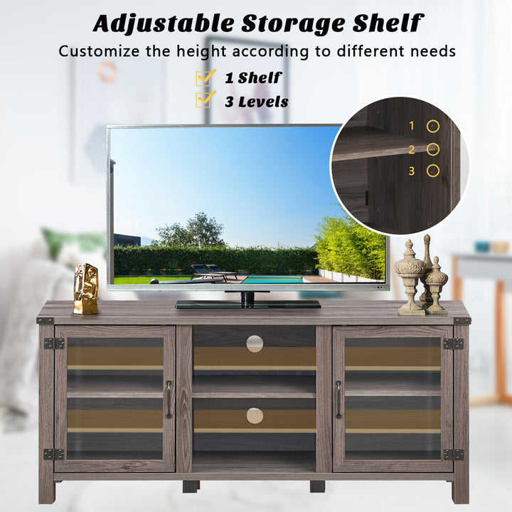 Costway - TV Stand Entertainment Center for TV's up to 65'' w/ Storage Cabinets Deep Taupe - Deep Taupe_7