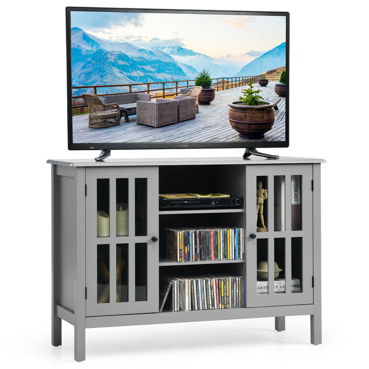 Costway - Wood TV Stand Entertainment Media Center Console for TV's up to 50'' Grey - Gray_0