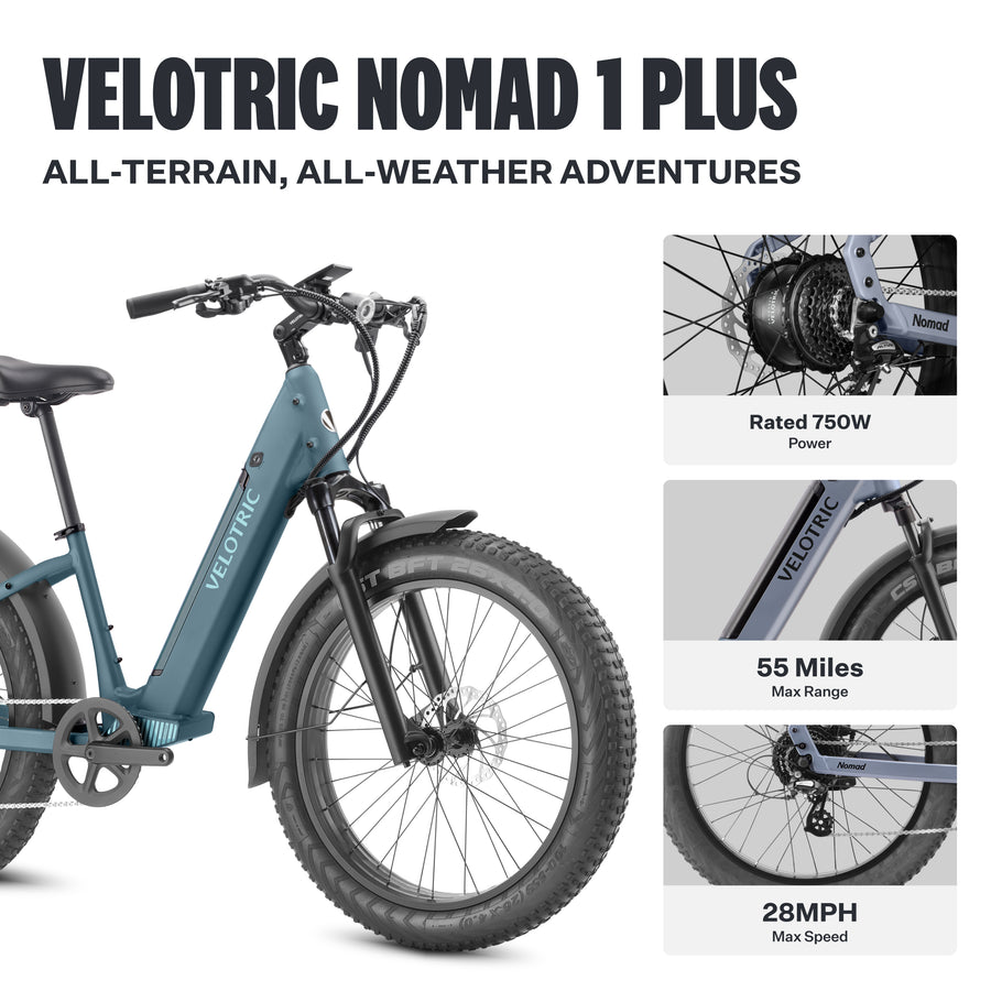 Velotric - Nomad 1 Plus Step-Through Fat Tire Ebike with 55 miles Max Range and 28 MPH Max Speed UL Certified - Forest_1