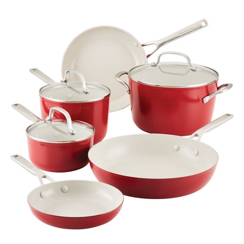 9pc Hard Anodized Ceramic Nonstick Cookware Set, Empire Red_0