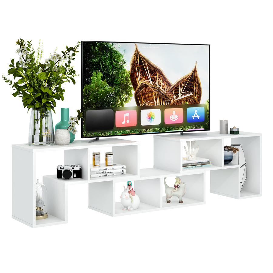 Costway - 3 Pcs TV Stand for TV's up To 65" Console Entertainment Center Bookcase Shelves White - White_0