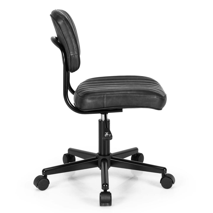 Costway - PU Leather Office Chair Adjustable Swivel Task Chair with Backrest (2pc) - Black_8