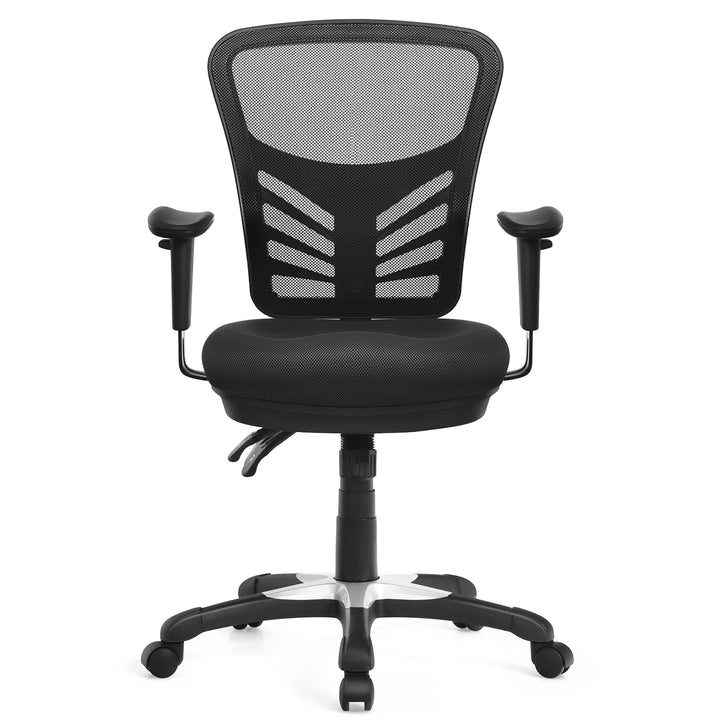 Costway - Mesh Office Chair 3-Paddle Computer Desk Chair with Adjustable Seat - Black_8