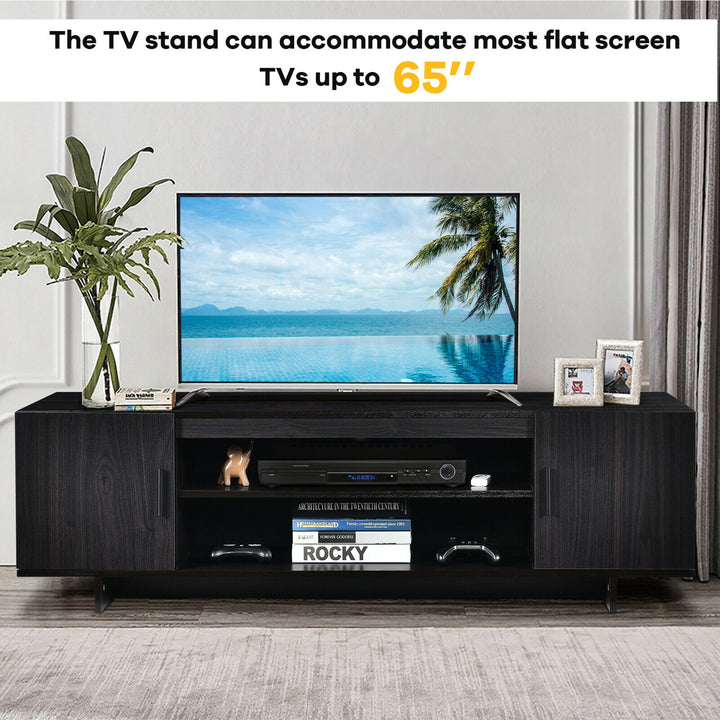 Costway - Modern TV Stand Media Entertainment Center for TV's up To 65'' w/Storage Cabinet - Black_6