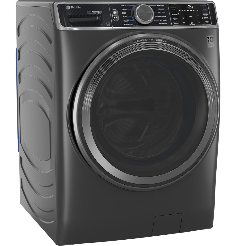 GE Profile - 5.5 Cu. Ft. High Efficiency Stackable Smart Front Load Washer with Steam and UltraFresh Vent System Plus With OdorBlock - Carbon Graphite_1