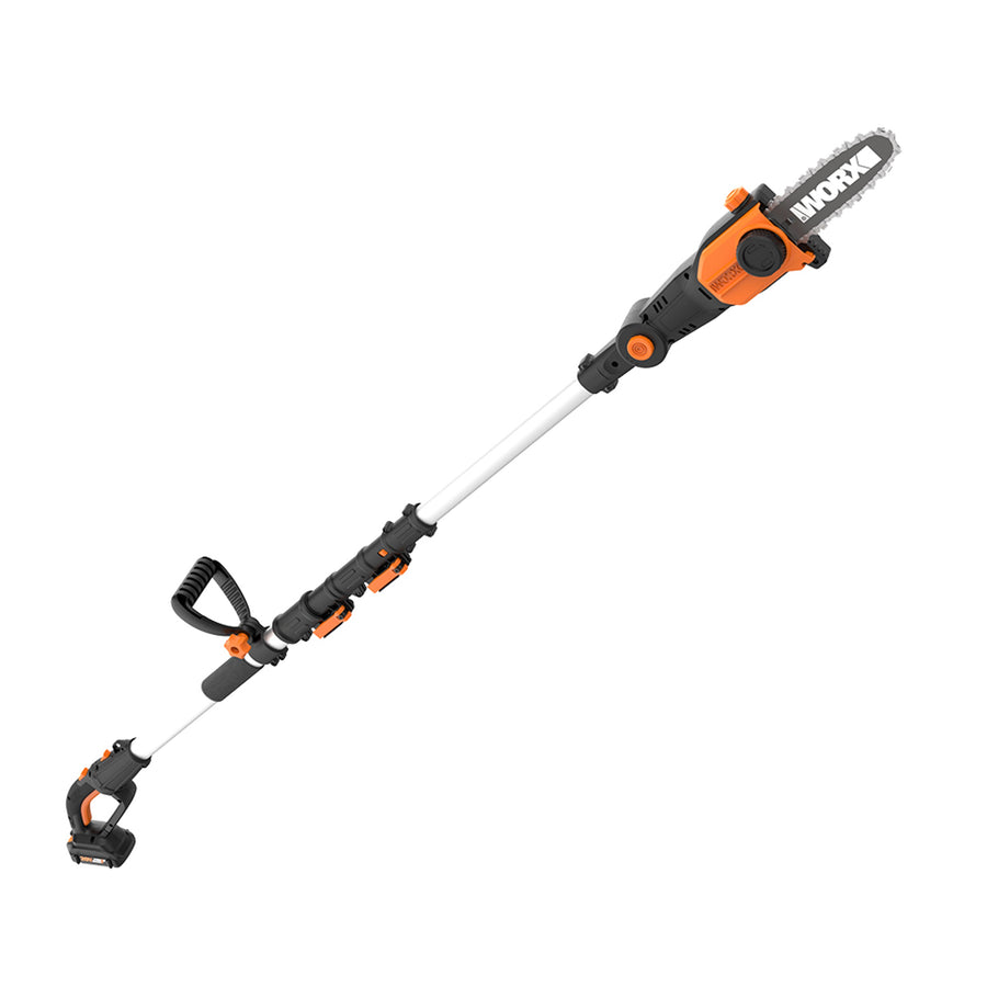WORX - 20V 8" Cordless Pole Chainsaw with Auto Tension (1 x 2.0 Ah Battery and 1 x Charger) - Black_0