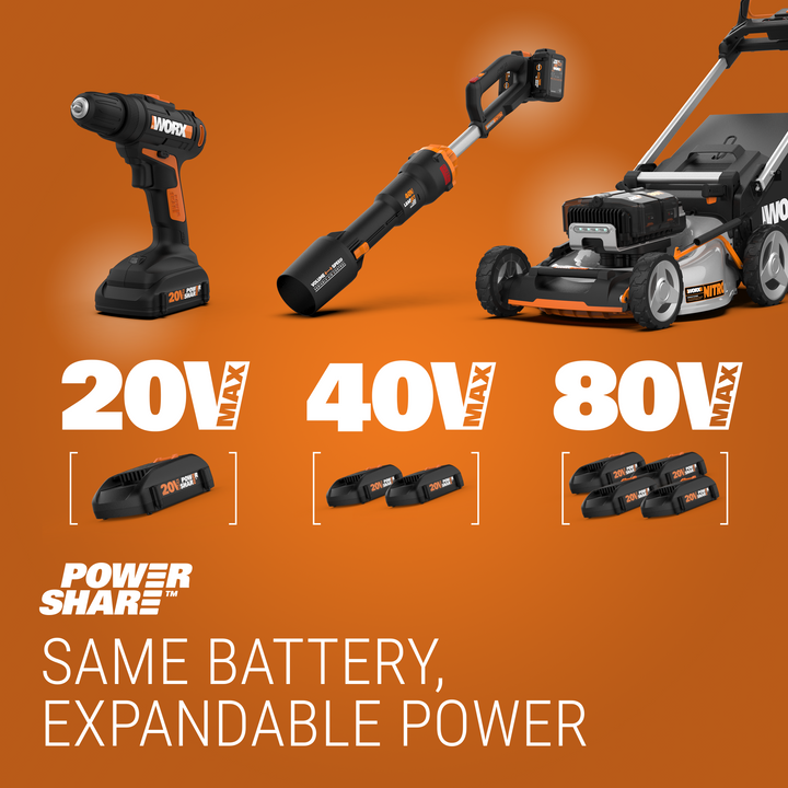 WORX - 20V 160 MPH 100 CFM Cordless Shop Blower (1 x 2.0 Ah Battery and 1 x Battery Charger) - Black_5
