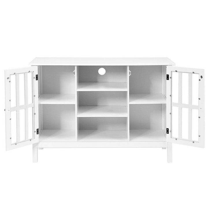 Costway - Wood TV Stand Entertainment Media Center Console for TV up to 50'' White - White_9