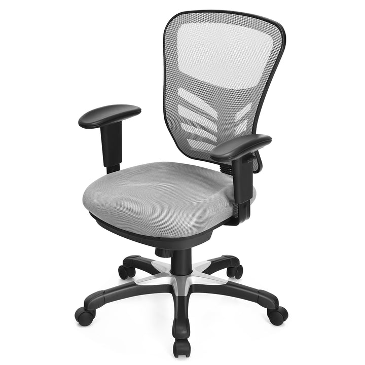 Costway - Mesh Office Chair 3-Paddle Computer Desk Chair with Adjustable Seat - Gray_10