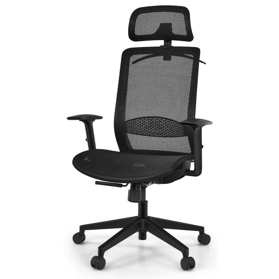 Costway - Ergonomic High Back Mesh Office Chair Recliner Task Chair with Hanger - Black_0