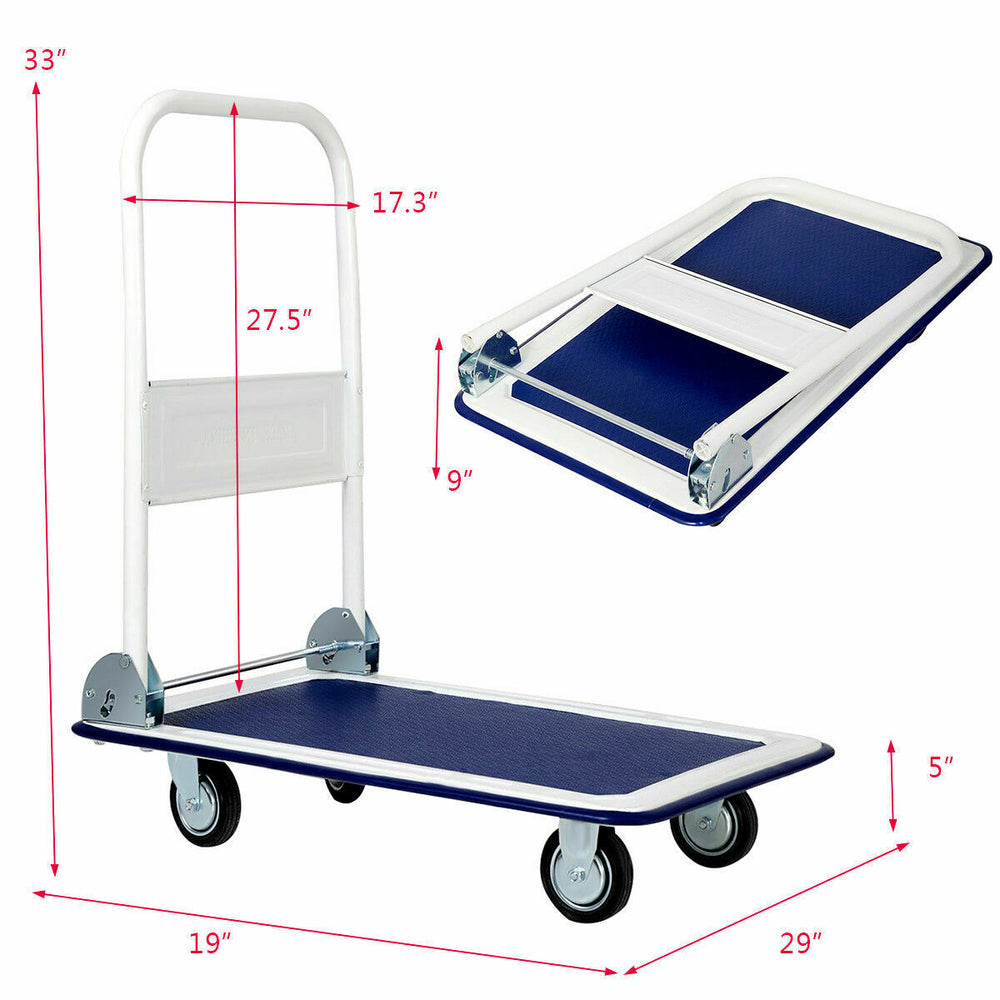 Costway - 330lbs Platform Cart Dolly Foldable - Blue_1