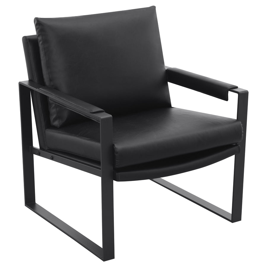 Rosalind Upholstered Track Arms Accent Chair Black and Gummetal_0