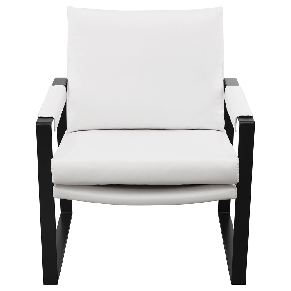 Rosalind Upholstered Track Arms Accent Chair White and Gummetal_2