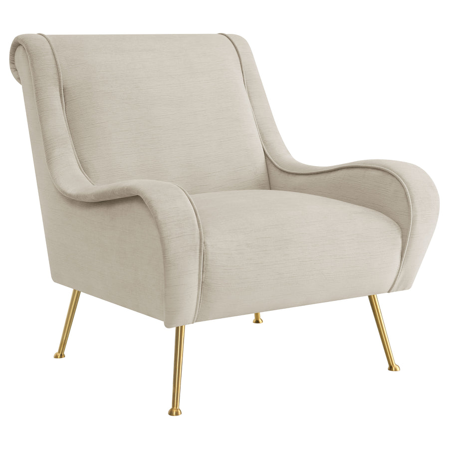 Ricci Upholstered Saddle Arms Accent Chair Stone and Gold_0