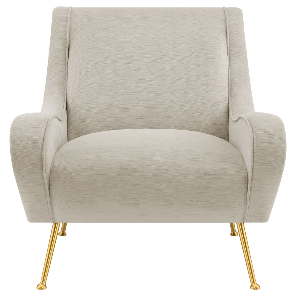 Ricci Upholstered Saddle Arms Accent Chair Stone and Gold_2