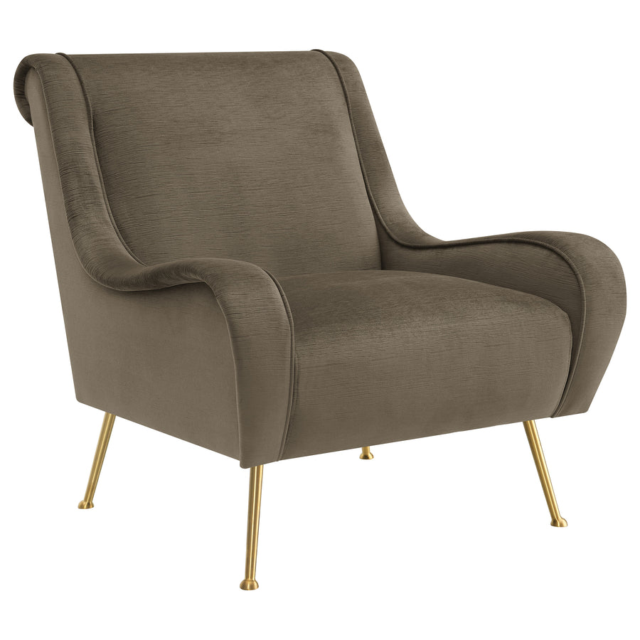 Ricci Upholstered Saddle Arms Accent Chair Truffle and Gold_0