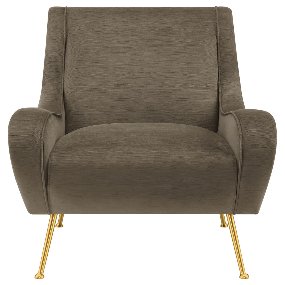 Ricci Upholstered Saddle Arms Accent Chair Truffle and Gold_2