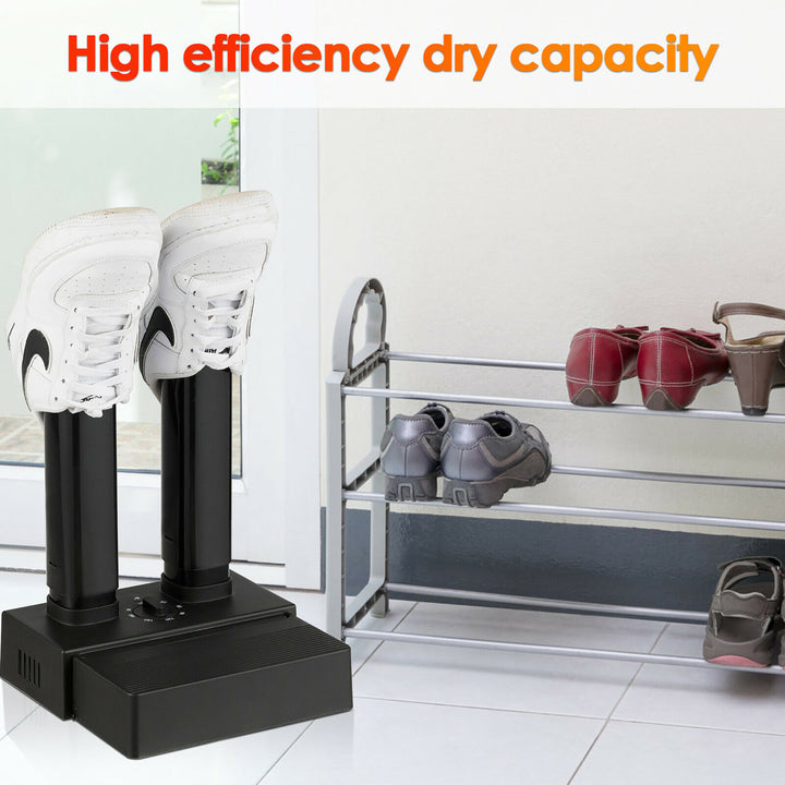 Costway - 2-Shoe Electric Shoe Dryer Warmer Portable Adjustable Boots Socks Gloves W/Timer - Black_1