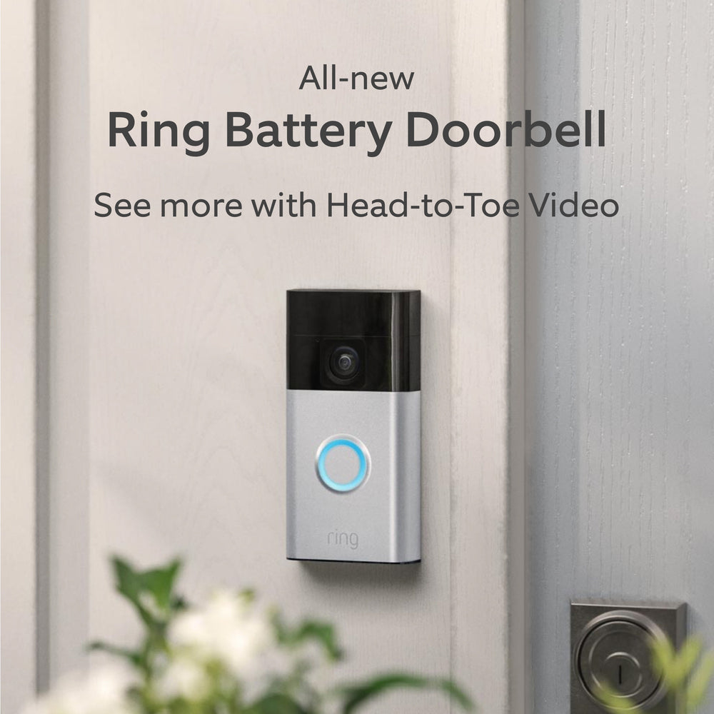 Ring - Battery Doorbell Smart Wifi Video Doorbell - Battery-Powered with Head-to-Toe Video, Live View, and Two-Way Talk - Satin Nickel_1