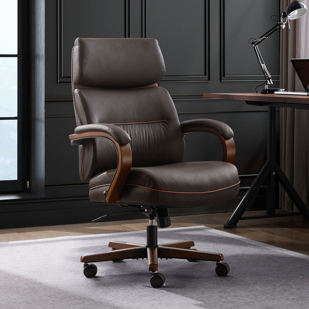 Finch Neo Two Retro-Modern Mid-Back Office Chair - Brown_1