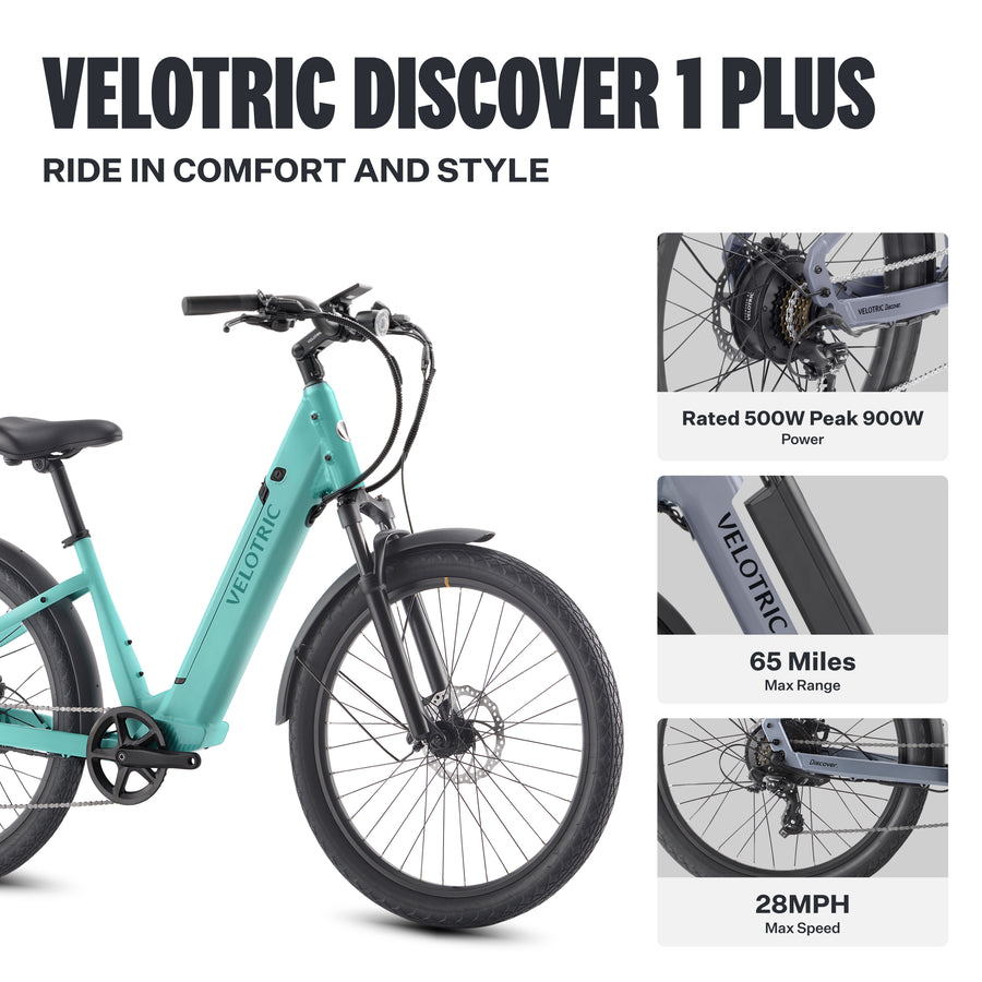 Velotric - Discover 1 Plus Step-Through Commuter Ebike with 65 miles Max Range and 28 MPH Max Speed UL Certified - Cyan_1