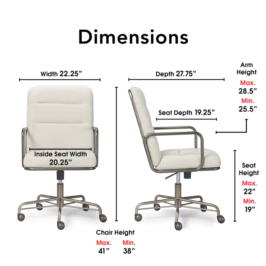 Finch - Franklin Upholstered Office Chair - Fabric - Soft White_2