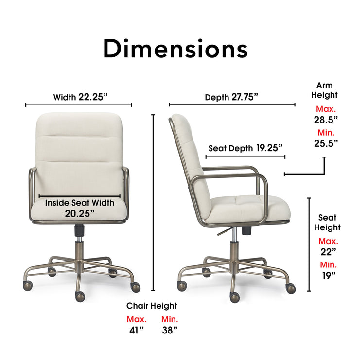 Finch - Franklin Upholstered Office Chair - Fabric - Soft White_2