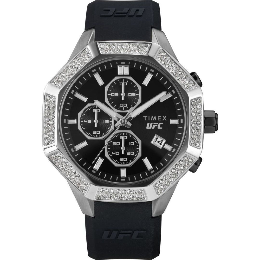 Timex Unisex UFC King 45mm Watch - Black Strap Black Dial Silver-Tone Case - Black_0
