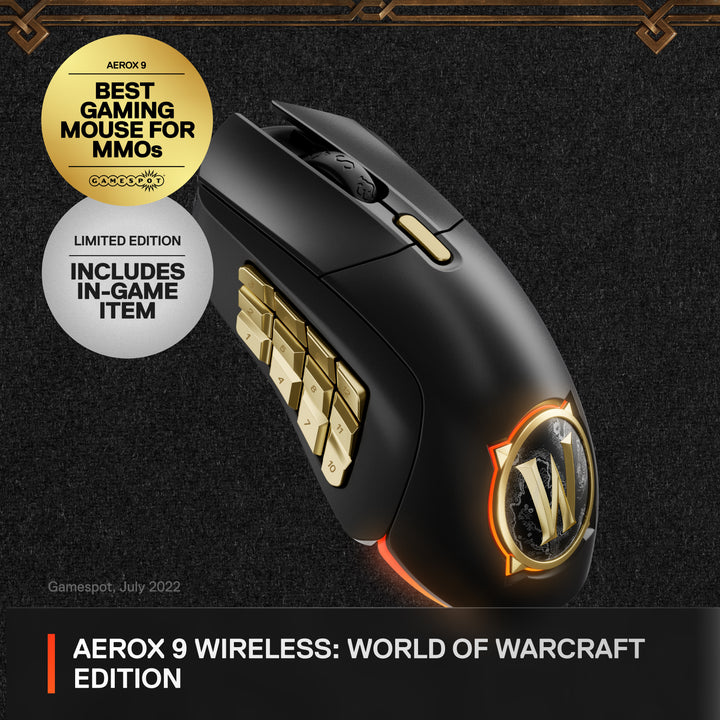 SteelSeries - Aerox 9 Wireless World of Warcraft Edition RBG Optical Gaming Mouse with 18 Programmable Buttons - Black_4