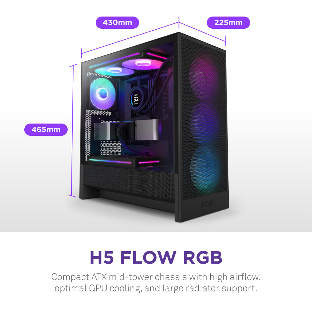 NZXT - H5 Flow RGB 2024 Compact ATX Mid-Tower Airflow Case - Black_1